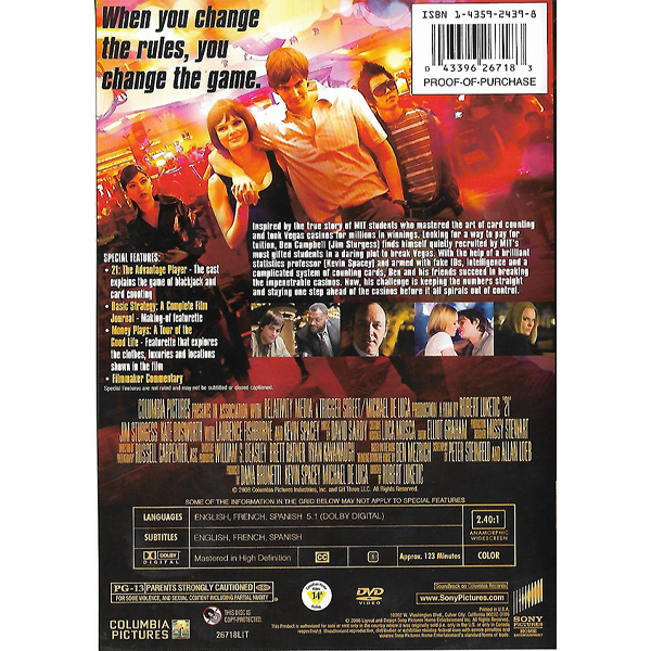 21 (DVD, 2008, Single Disc Version) (043396267183) - Image 2